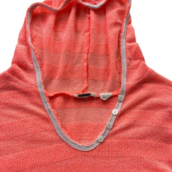 Miss Me Womens Sz Medium Bright Coral 3/4 Sleeve Knit Hooded Lightweight Sweater - Picture 6 of 16